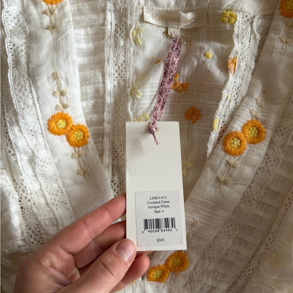 NWT LoveShackFancy Cortland Maxi Dress Antique White Size 4 Floral Lace - Picture 13 of 15